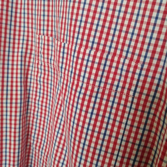Lands' End Mens White Red Blue Plaid Button Down Shirt 100% cotton XL - Picture 4 of 13